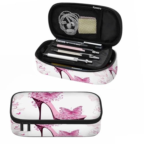 Image of High Heel Pencil Case Organizer Sexy Shoes Butterflies Flower Pink Stationery Box Makeup Box School Supply for Boy Girl Men Women