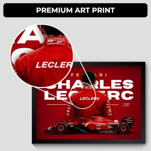 Image of Charles Leclerc Framed Ferrari F1 Car A4 Sized (31 x 23 cm) | Charles Leclerc Poster | Ferrari Car Frame Posters for Wall, Gift for Boys, Formula 1 Frames | Formula 1 Framed |Ferrari F1 Poster | (F 248)