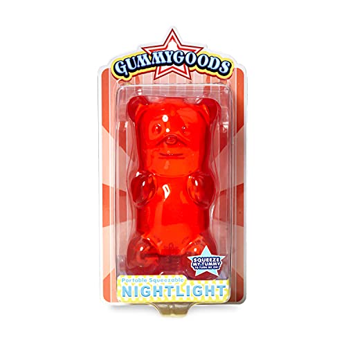 Gummygoods Squeezable Gummy Bear Night Light For Kids Room, Babies, Toddlers, Nursery | Rechargeable, Portable, Cordless, 60 Min Sleep Timer (Red) #TOP4
