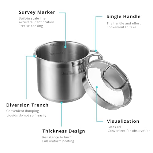 Jalz Jalz Small 2-Quart Stainless Steel Saucepan with Glass Lid - Compact Sauce Pan for Single Servings, Boiling Eggs, or Melting Butter - Induction Ready & Dishwasher Safe by jalz jalz - Image 5