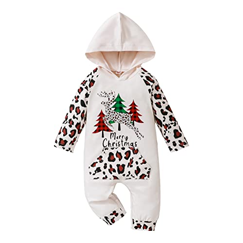 Noubeau My First Christmas Baby Girl Boy Outfit Car Truck Long Sleeve Pocket Hooded Romper Jumpsuit Xmas One Piece Clothes (Beige, 9-12 Months) #TOP9