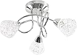 MiniSun | Modern 3 Way Crossover Silver Chrome Ceiling Light with Diamond Effect Glass Shades | Pendant Lights, Home Décor & Improvement Essential | Mains Wired