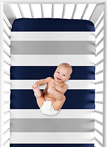 Fitted Crib Sheet For Navy And Gray Stripe Baby/Toddler Bedding - Stripe Print #TOP3