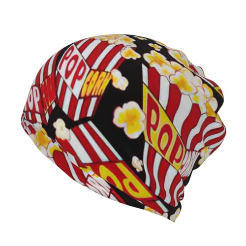 KAPPTYY Polaina de invierno con estampado de palomitas de maíz, polainas de esquí para hombres y mujeres, gorro con bufanda y máscara, color negro