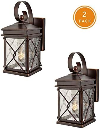 NOMA 2-Pack Outdoor Wall Lantern | Waterproof Outdoor Down-Facing Exterior Lights for Front Door, Backyard, Garage, Patio or Décor | Bronze Finish with Clear Seeded Glass Panels, 2-Pack