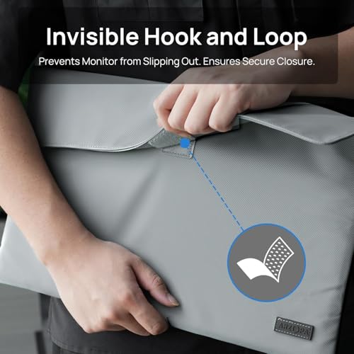 Image of ARZOPA 14.0 inch Portable Monitor Sleeve Bag, PU Leather Laptop Tablet Case, Grey
