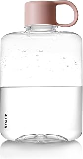 Portable Flat Water Bottle, BPA Free Tritan Plastic Travel Water Bottle for Camping, Fitness, Outdoor Sports, Fits Purse and Pocket (Pink, 12.2 oz)