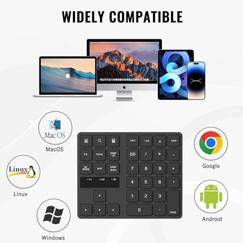 Racegt 5412 Wireless Number Pad, Numeric Keypad Ultra-Silent Rechargeable 2.4G 35 Keys thumb #5