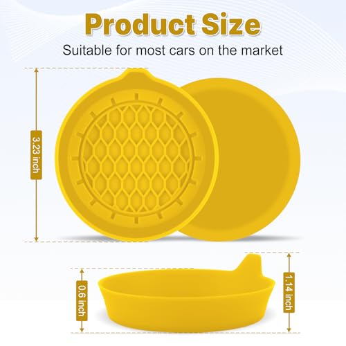 Image of SINGARO Car Cup Holder Coaster, Silicone Cup Holder Insert, Universal Non-Slip Cup Holders, Car Accessories Interior for Women and Man 4 Pack Yellow