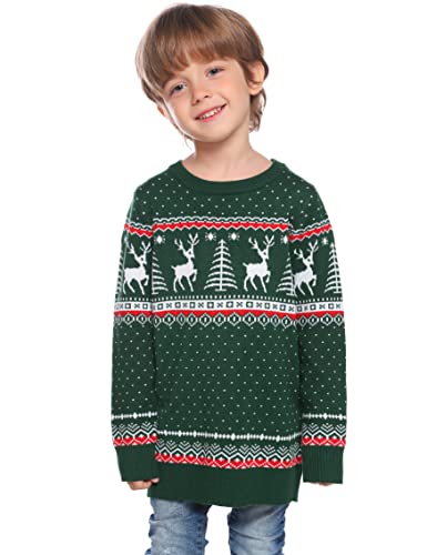 Image of Cowasto Mens Crewneck Christmas Sweater Family Matching Sets Knitted Sweater Pullover