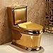 Gold Toilet Bowl with Comfort Seat, One-Piece Elongated Toilet, Dual Flush, Comfort Height Design, for Bathrooms 27.5x29.5x15.3in
