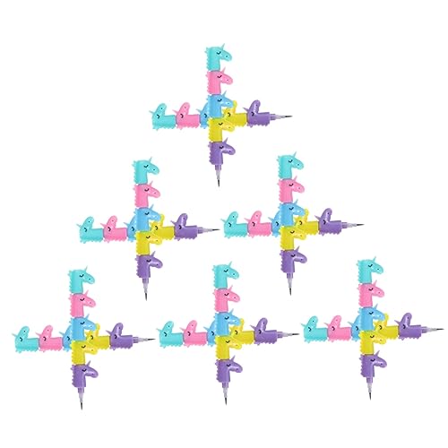 GRIRIW 12Piezas Lápices Apilables de Unicornio Dibujos Animados para Escritura Material y Duradero para Fáciles de Usar y Borrar para Cultivar