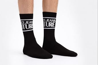 VERSACE JEANS COUTURE Black Signature Socks - Luxury Basics