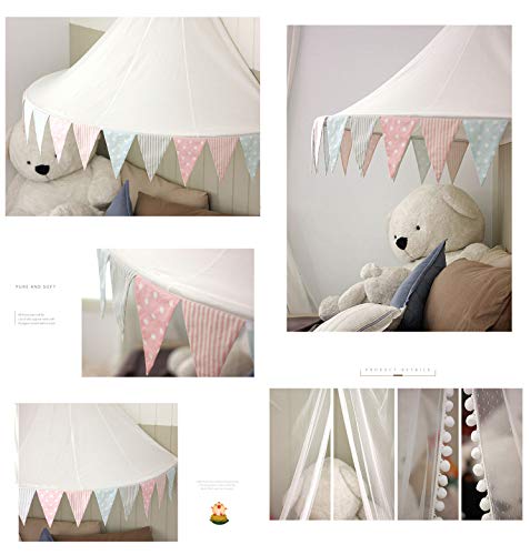 Bed Canopy Lace Mosquito Net With Gauze Curtain Unique Pendant Play Tent Bedding For Kids Playing Reading With Children Round Dome Netting Curtains Baby Boys Girls Room Decoration,White #TOP3