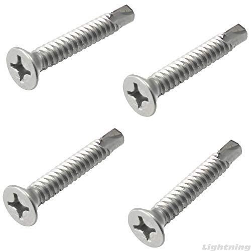 Tornillos planos autotaladrantes de acero inoxidable No. 6 x 1-1/4, 25 unidades