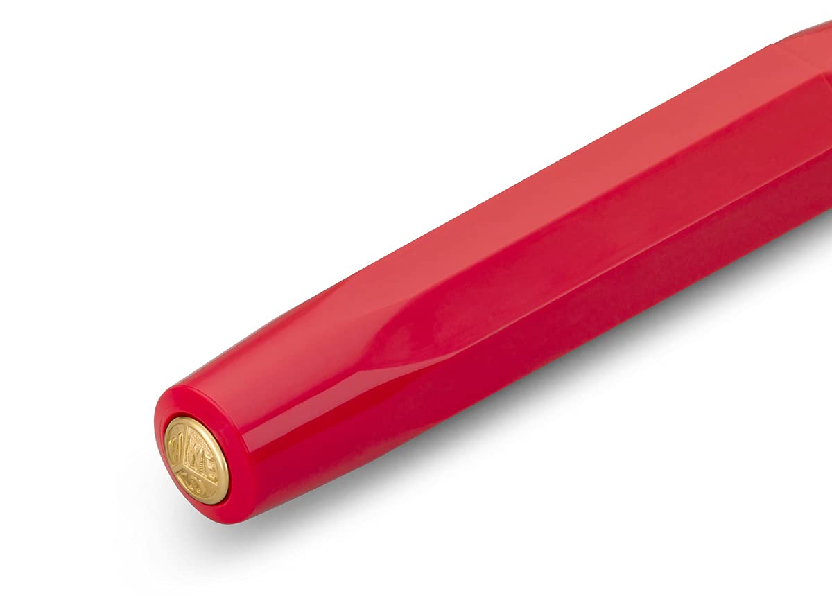 Stylo Plume Kaweco Sport – Modèle Classique Blanc Avec Plume En Acier Plaqué Or – Taille Plume Moyenne – Longueur 13,5 Cm
