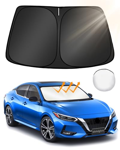 Mekdghro Custom Fit Windshield Sun Shade for Ni-ss-an Sentra 2020-2025 2026, Foldable, Easy to Install & Store, Full Coverage, 210T Reflective Fabric, Blocks 99% of UV Rays