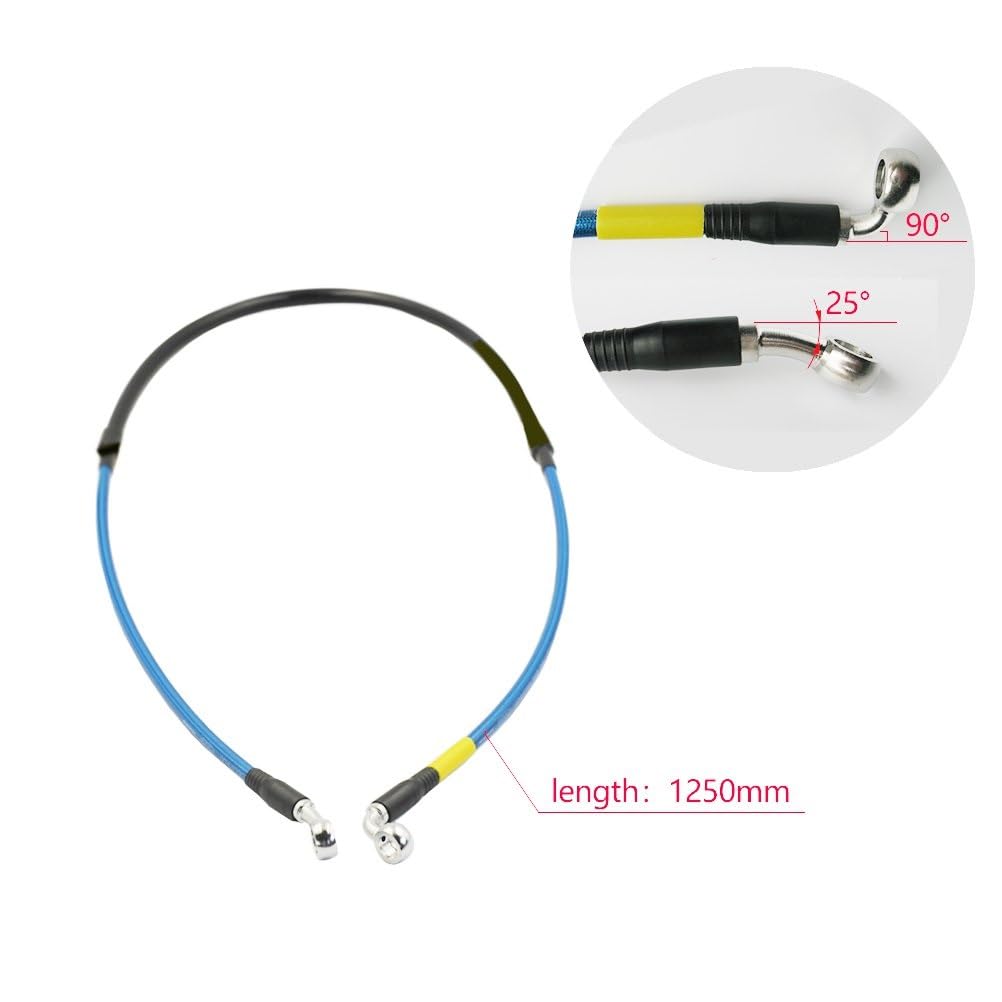 Flessibile olio Tubo Moto Intrecciato Freno Anteriore 1250 Millimetri Tubi Di Olio Tubo Del Carburante Tubo Cavi 25-25/90-25 Gradi Per KAYO ATV Dirt Bike Moto Tubo Idraulico Freno(Elbow 25-25 Red)