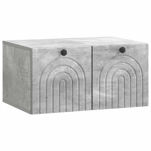 Coespram Meuble TV mural gris béton 59,5 x 41 x 30 cm, meuble TV mural en bois composite, meuble bas flottant avec 2 portes pour salon, meuble multimédia...