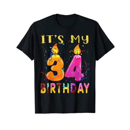 It's My 34th Birthday Sweet 34 Velas de cumpleaños Camiseta