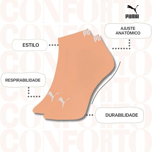 Kit 06 Pares de Meia Puma Feminina Sapatilha Adulto | 34-39 | 4 Brancas - 1 Marfim - 1 Pêssego