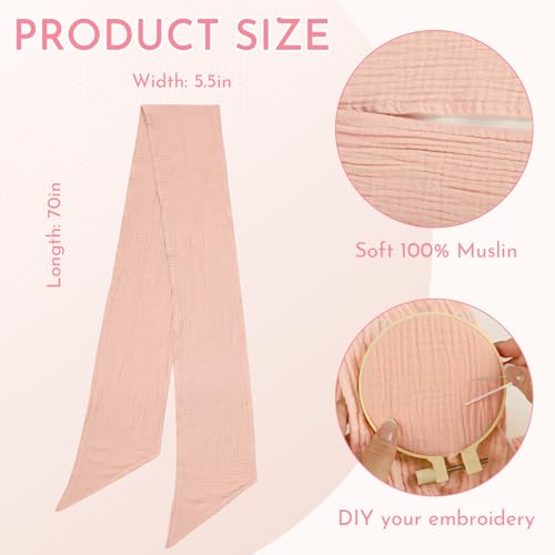 Image of Newborn Swaddle Sash, Soft Muslin Bow Decorative Strap for Swaddles, Adorable Maternity Bow Sash, 70x5.5 Inch, Pink