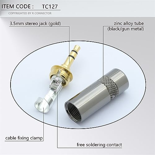 Jack conector estereo 3.5mm de 3 polos enchufe macho de bronce para cable de audio 8.5mm 4