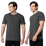 Fruit of The Loom Mens Eversoft Cotton Shirts, Breathable & Moisture Wicking with Odor Control, Sizes S-4x, Crew - 2 Pack - Black Heather, 4X-Large US