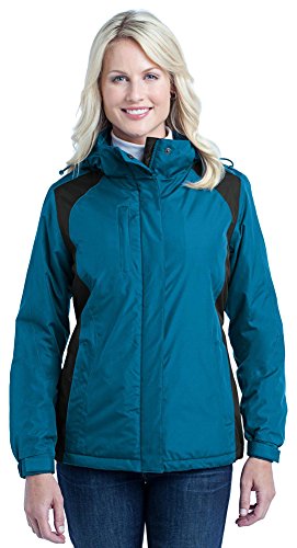 Port Authority Ladies Barrier Jacket, Peacock Blue/Black, Large