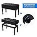 ALAPUR Adjustable Duet Piano Bench with Storage,Heavy Duty Wooden Double Keyboard Piano Bench Seat with PU Leather Cushion,Black
