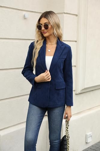 Ladyful Women's Slim Fit Corduroy Blazer Jacket Button Down Long Sleeve Work Office Coat Outerwear2