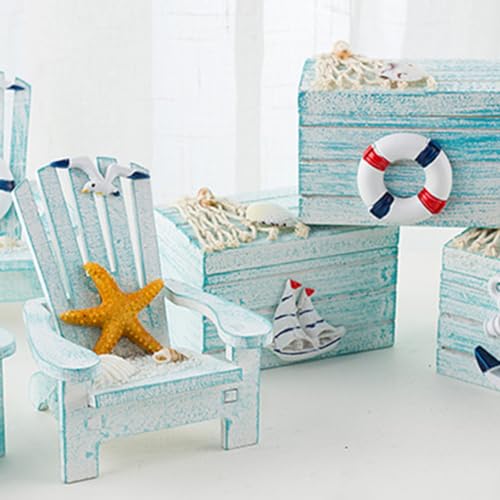 Silla de playa de madera miniatura de pino adorno para ambiente fresco de oficina 6