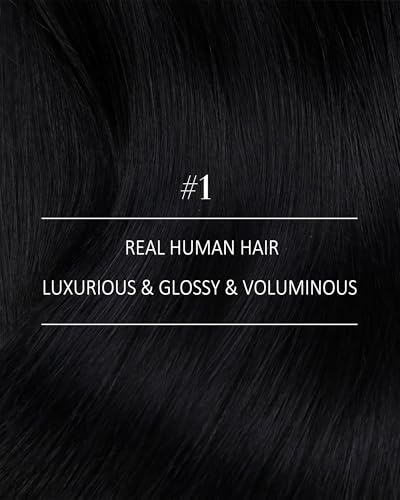 Image of YoungSee Black Clip in Hair Extensions Straight Remy Hair Clip in Extensions Jet Black Human Hair Extensions Clip ins Easy to Put in for First-time Users 18 Inch 120G 7Pcs