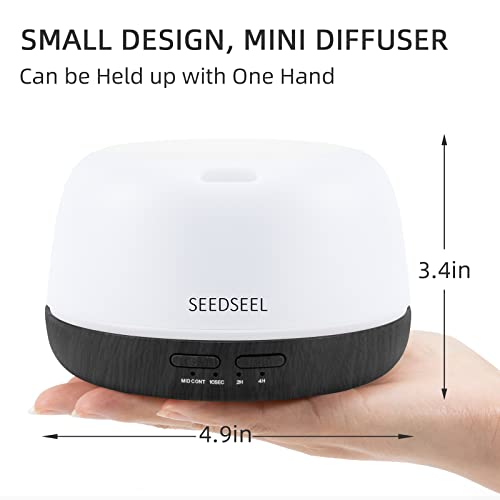 SEEDSEEL 300ML Essential Oil Diffuser, Cool Mist Aromatherapy Air Diffuser with Remote Control, USB-C Power Cord, 4 Timers and 7 Color LED Color Changing Light for Small Room, Bedroom, Home - Image 6