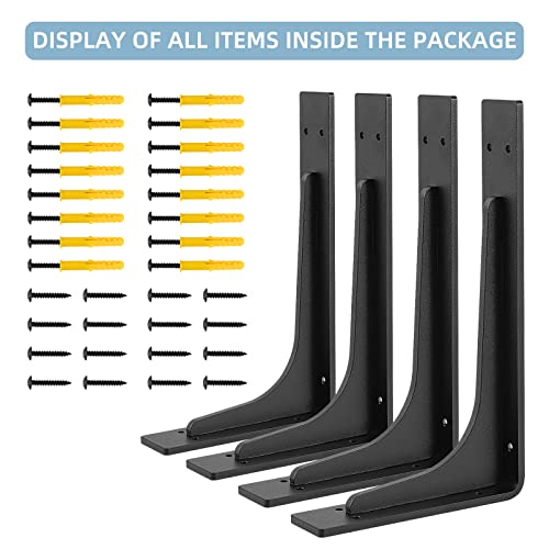 Picesa 10"X 6"Shelf Brackets,L Shelf Brackets,Max Load 300Lbs, Vertical Angle, Premium Alloy Metal Heavy Duty Shelf Bracket, High Strength Mounting Hardware Included, Corner Brace Joint,Pack Of 4. #TOP6