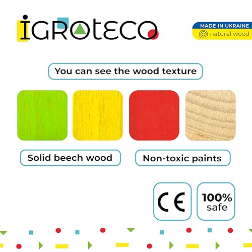 Igroteco® Rechenstäbe Set – Pädagogisches Spielzeug für Kinder zur Entwicklung mathematischer Fähigkeiten und motorischer Fertigkeiten mit bunten Holzstäben und Aufgaben