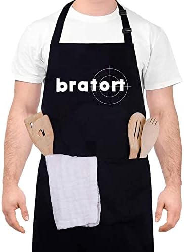 nomiou Grill schürze, Schürze schwarz: Bratort - Geschenk für Männer, Papa, Mann oder Freund zum Geburtstag