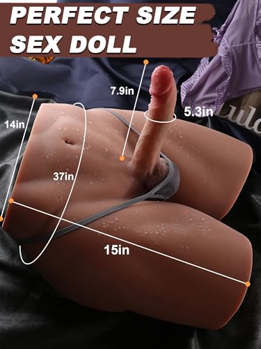 Image of 37.5LB Male Sex Dolls with Flexible Big Thick Dildo, Tight Anal Sex Toy for Women Men Couple Masturbation,Realistic 3D Muscular Torso Sex Doll Masturbator with 7.8 Inch Huge Thick Dildo