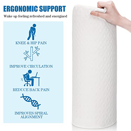 3 Pcs Half Moon Bolster Pillow For Legs And Back Semi Roll Body Pillow Memory Foam Long Pillow Knee Neck Lumbar Support Pillow For Sleeping Pain Relief With White Breathable Cover, 20" X 8" X 4" #TOP3