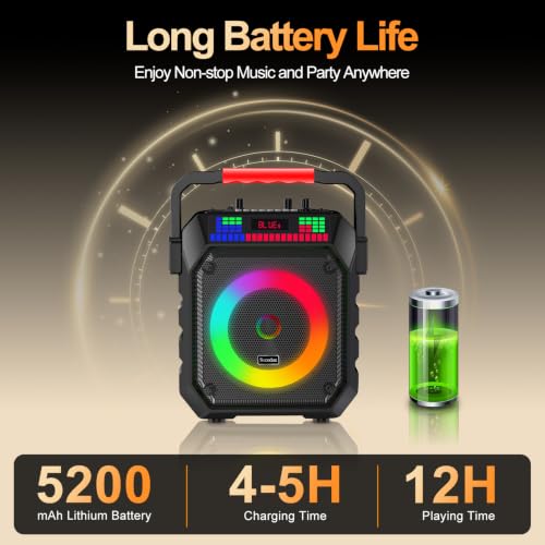Image of Karaoke Machine for Adults & Kids, Portable Bluetooth Speaker with 2 Wireless Microphones and RGB Lights, Home Karaoke PA System Supports Bluetooth /USB /TF /AUX for Family Party & Outdoor Fun