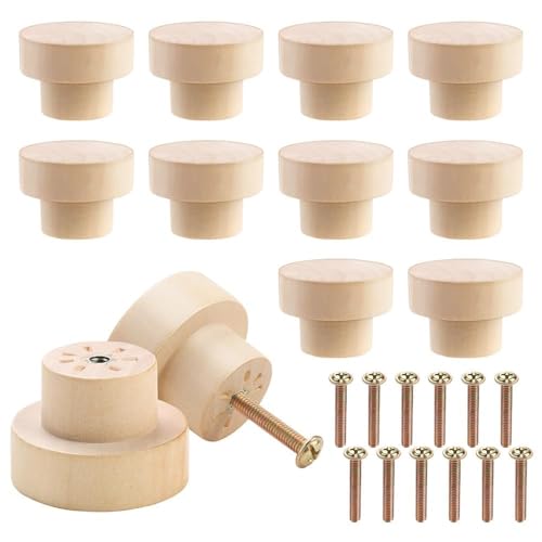 Taoduod 12 Piezas Pomos y Tiradores de Madera Redondos Tiradores Cocina Redondas de Cajón Asa de Madera de Seta de Un Solo Agujeroaccesorios para Asas de Puertas Ventanas Y Cajonesaccesorios de Madera