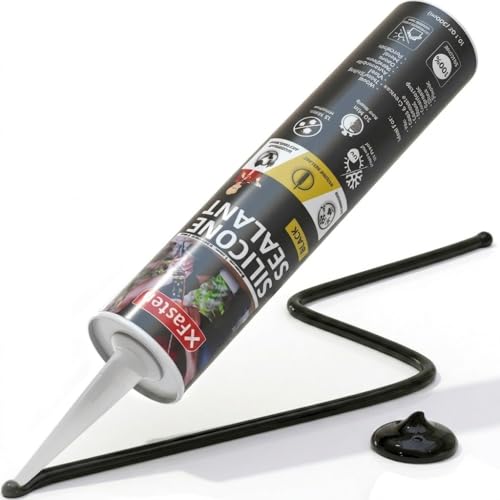 XFasten Silicone Sealant Waterproof Black Cartridge, 10.1 oz...
