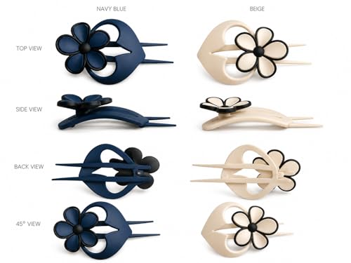Image of Floral Hair Stick Pins, Multicolour, Flower Design, Set of 2, Hair Accessories