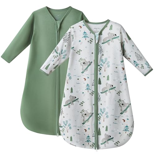 Image of JELLYMONI Baby Sleep Sack 0-6 Months Long Sleeve Wearable Blanket for Baby, 100% Cotton 2 Pack Infant Toddler Baby Sleeping Sack Lightweight Soft 2-Way Zipper