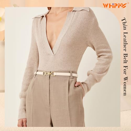 WHIPPY Women Skinny Leather Belt Adjustable Thin Waist Belt for Dress Pants Jeans2