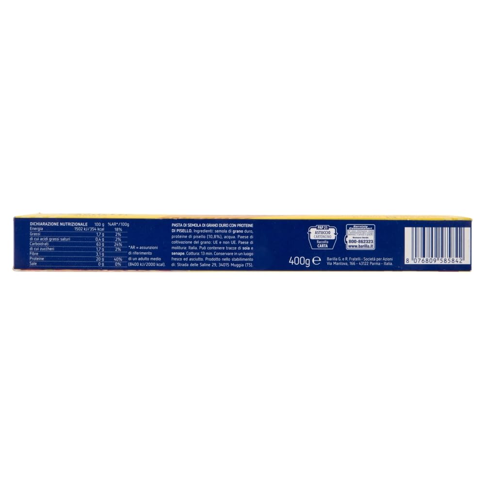 Barilla Protein+ Pasta Spaghetti – 24×400g / mit 20 g Protein/100g, pflanzlich, bronzegeschnitten, al dente Genuss + Beni Culinari Kostenloser Schlüsselanhänger