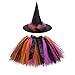 Hedmy Womens Halloween Vampire Fancy Dress Up Witch Costume Rainbow Tutu Skirt with Witch Hat Set Type C One Size