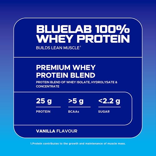 USN Blue Lab Whey Protein Powder, Vanilla Flavour - 476g (14 Servings), Premium Whey Isolate Protein Dietary Supplement, Post Workout Lean Muscle Growth BCAA Amino Acids Powder - Image 5