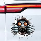 Dreothy Horror Red Eyes Monster Peeking Window Stickers, Removable Double Sided Tear Window Clings Car Decals Auto Motorcycle Wall Art Decals Laptop Bumper Stickers (Monster)
