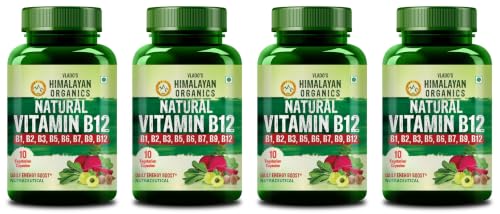 Image of Vlado's Himalayan Organics Natural Vitamin B12 Complex with Moringa, B1, B2, B3, B5, B6, B7, B9 | Boosts Energy, Digestion & Nerve Health | Glowing Skin Formula for Men & Women | 10 Veg Tablets , Pack of 4